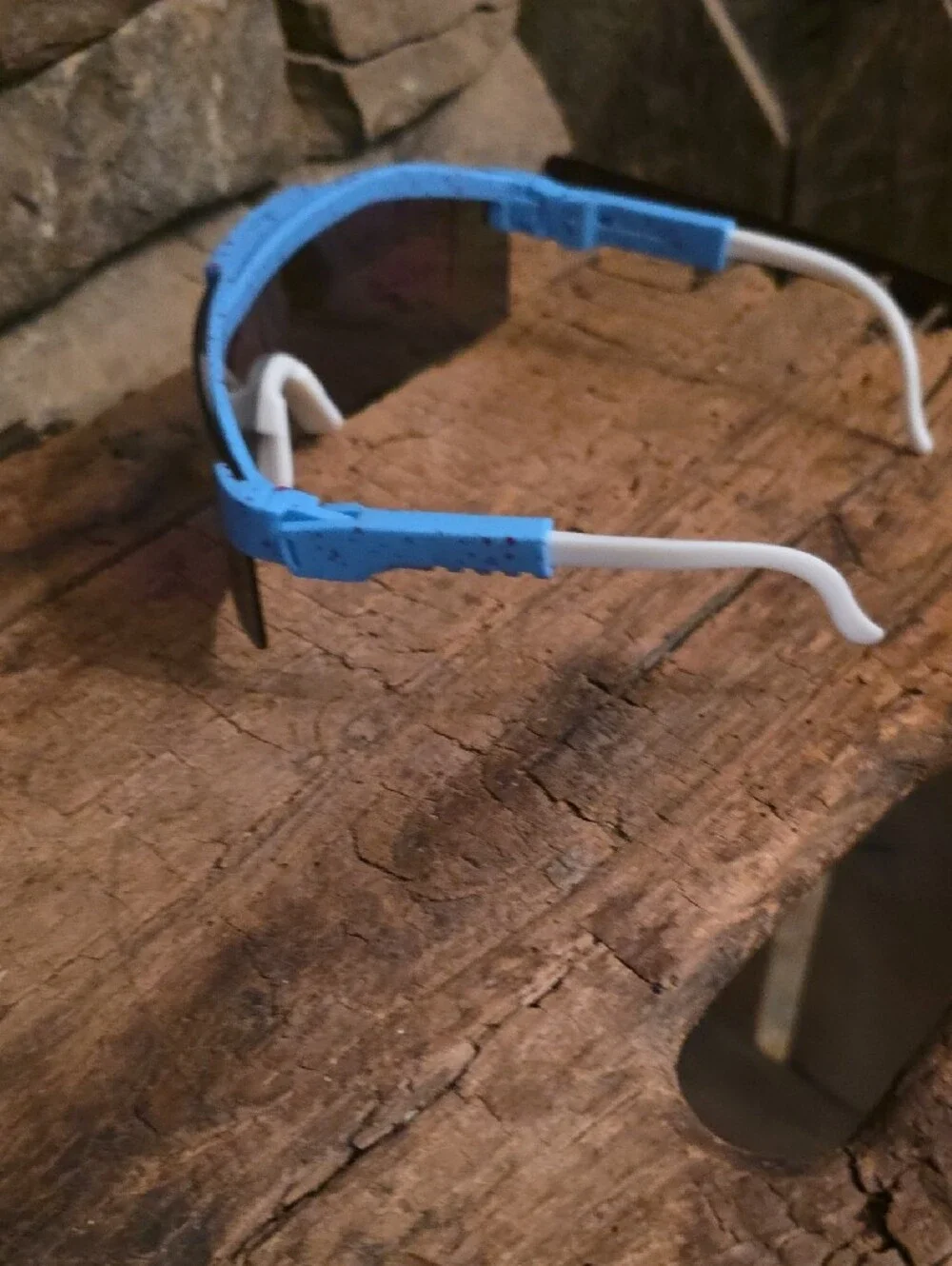Pit Viper Blue Frame Sunglasses with Rainbow Mirrored Lens